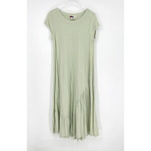 Free People‎ Dress Womens S Beach Mint Green Linen Cotton Ruffle Boho Maxi